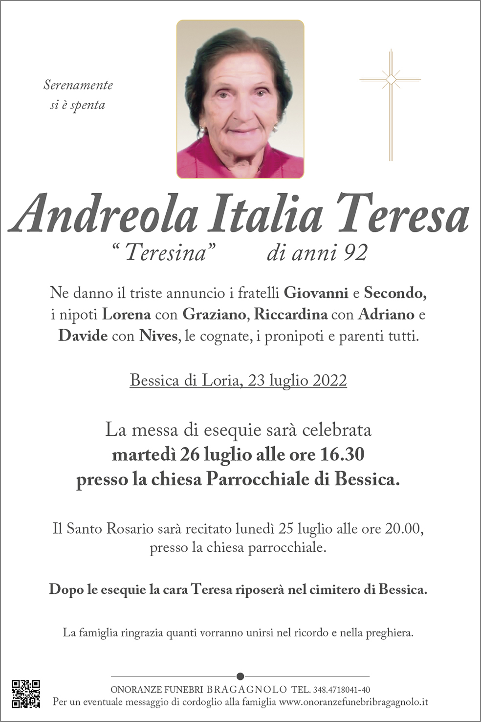 epigrafe Andreola Italia Teresa
